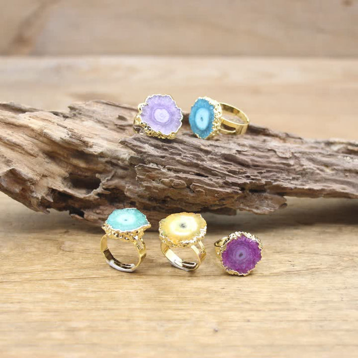 Anello regolabile con pietra preziosa di girasole in cristallo naturale Olivenorma