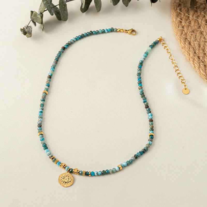 Collana con perline di turchese blu naturale Olivenorma contro il malocchio