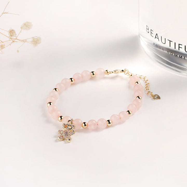 Olivenorma Bracciale con ciondolo a forma di orso in cristallo di ametista da 6 mm 