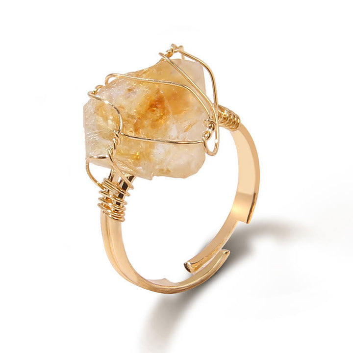 Anello con pietra preziosa naturale irregolare e ruvida Olivenorma
