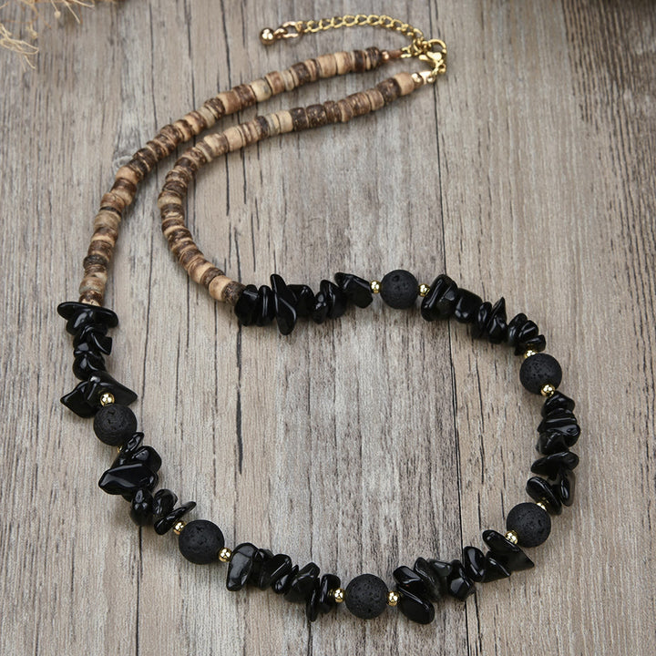 Collana con ciondolo a forma di palla di perline in pietra naturale Olivenorma