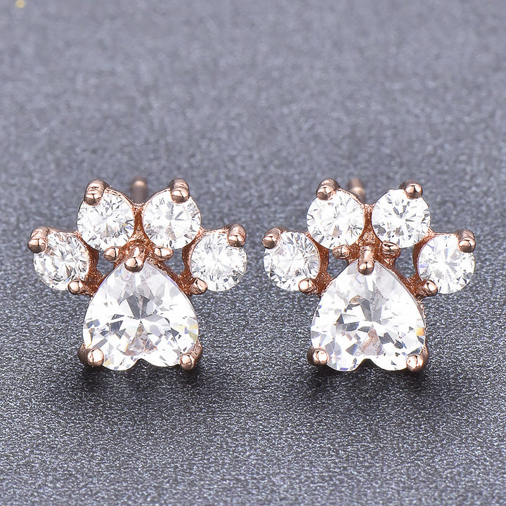 Olivenorma Orecchini Kawaii con zirconi bianchi e opale a forma di zampa di gattino