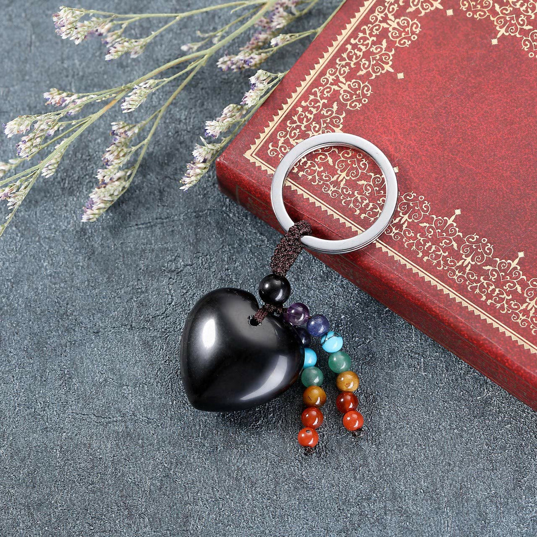 Portachiavi a forma di cuore in cristallo naturale Olivenorma