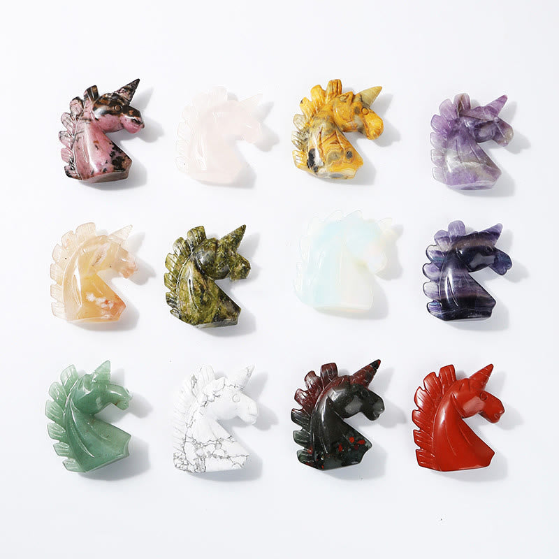 Olivenorma 2 pollici cristallo naturale unicorno figurina decorazione pietra preziosa 