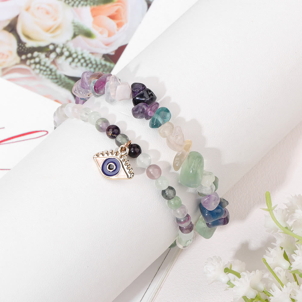 Olivenorma Ciondolo Malocchio Doppio Strato Braccialetto di Cristallo Set