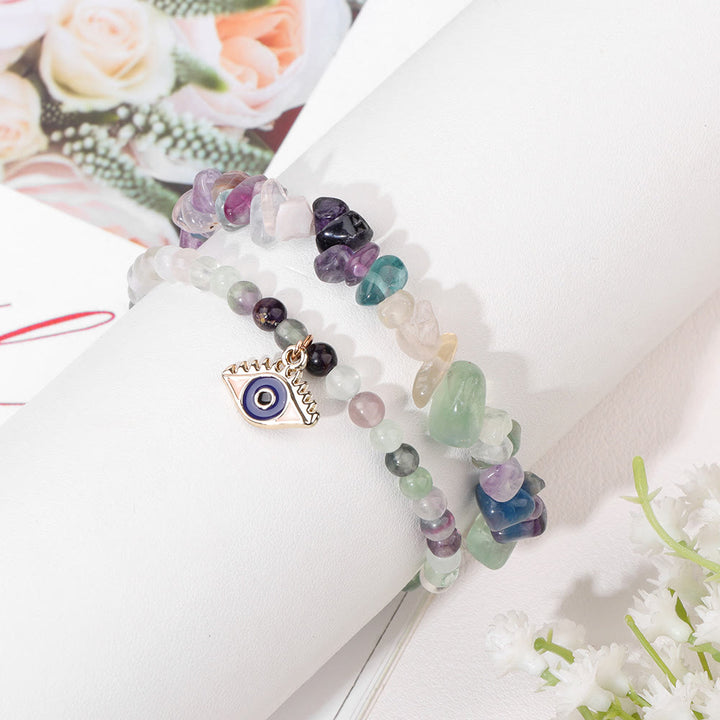 Olivenorma Ciondolo Malocchio Doppio Strato Braccialetto di Cristallo Set