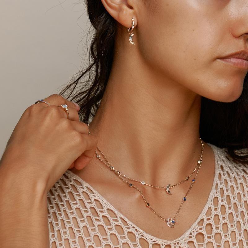 Collana Olivenorma Sapphire Moon Star in rame placcato oro