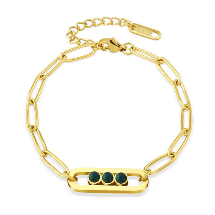 Set di bracciale impilabile Olivenorma Natural Stone in acciaio al titanio 