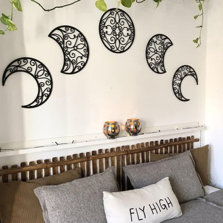 Decorazione da parete con fasi lunari in legno