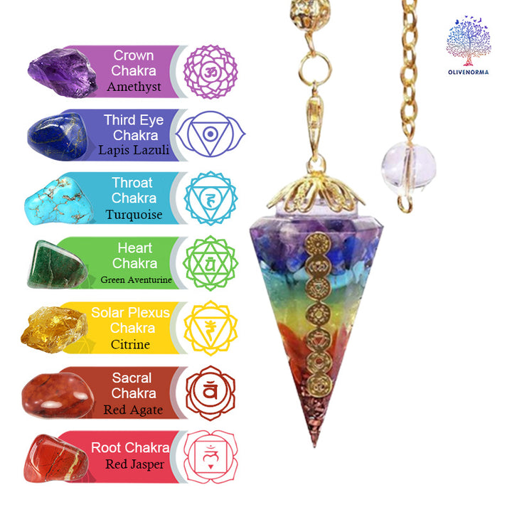 Pendolo divinatorio dell'orgone dei chakra Olivenorma