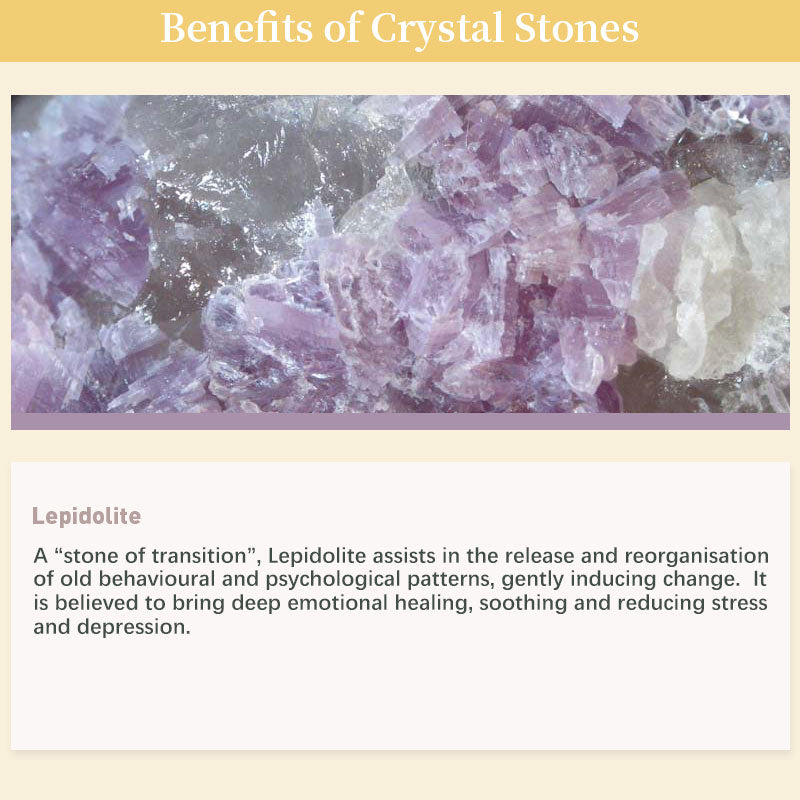 Lover Stone - Braccialetto con pietra preziosa curativa Lepidolite
