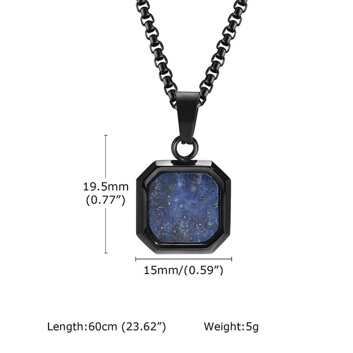 Olivenorma Collana con ciondolo quadrato da uomo con catena lunga per maglione 
