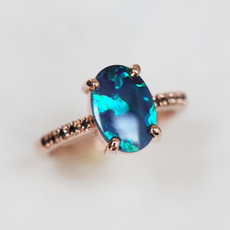 Olivenorma Sapphire con opale - Anello da 3 pezzi