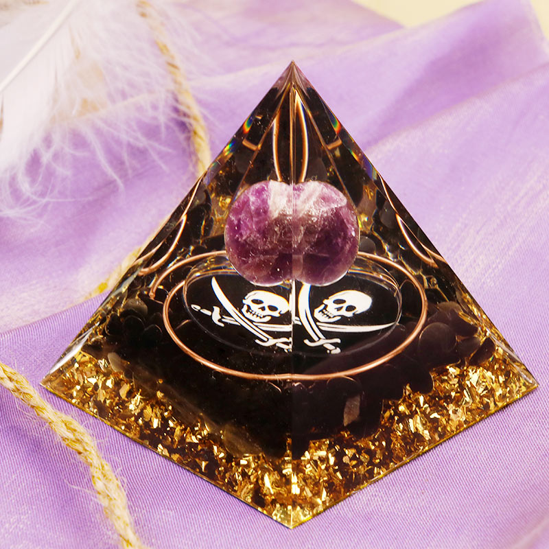 Olivenorma Ametista Ossidiana Teschio Simbolo Orgone Piramide