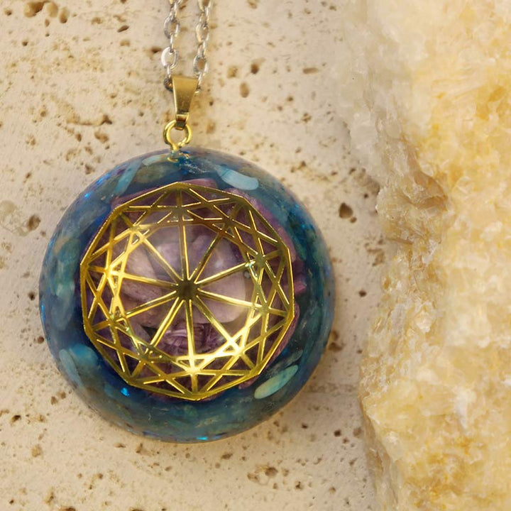 Collana di protezione in quarzo blu Olivenorma con ametista 