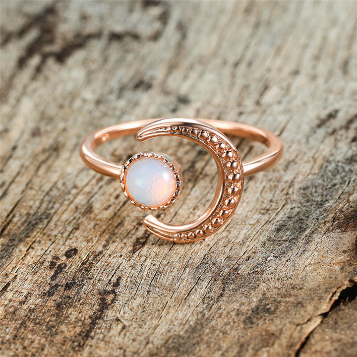 Olivenorma Anello aperto con pietra di luna e accessori luna sole