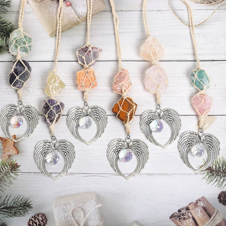 Olivenorma Decorazione per finestra con acchiappasole a forma di ali d'angelo in metallo