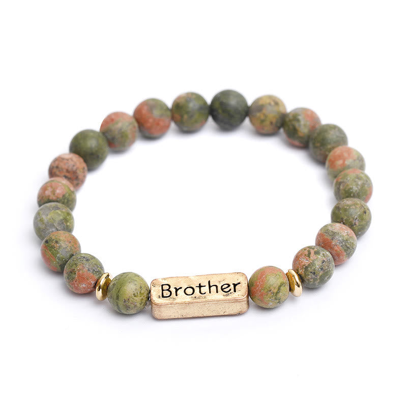 Bracciale con incisione Brother in pietra preziosa naturale Olivenorma