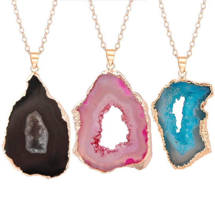 Collana con fetta di cristallo grezzo irregolare Olivenorma
