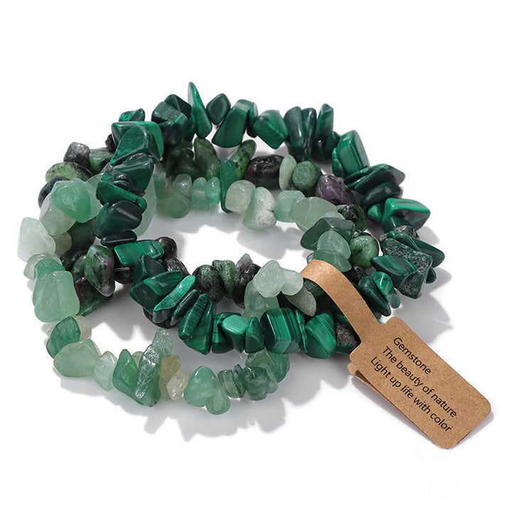Bracciale Olivenorma a tre strati con ghiaia di cristallo irregolare naturale
