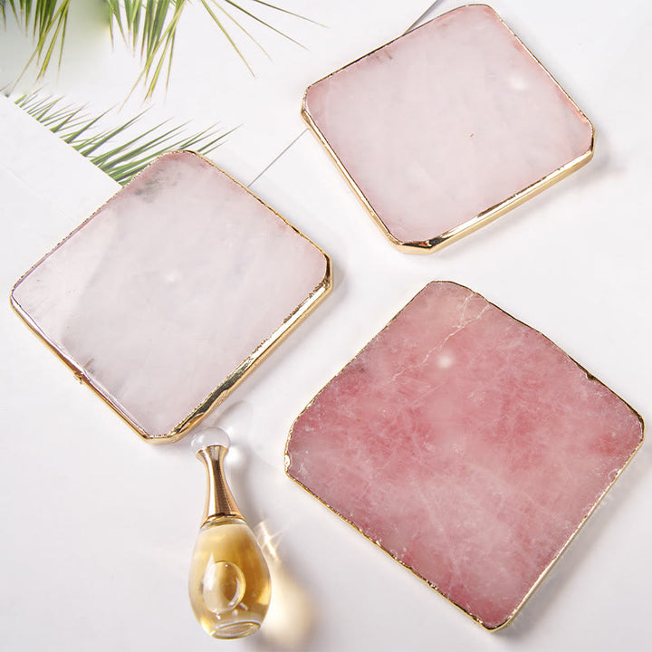 Decorazione con pietra preziosa per sottobicchiere in quarzo rosa Olivenorma