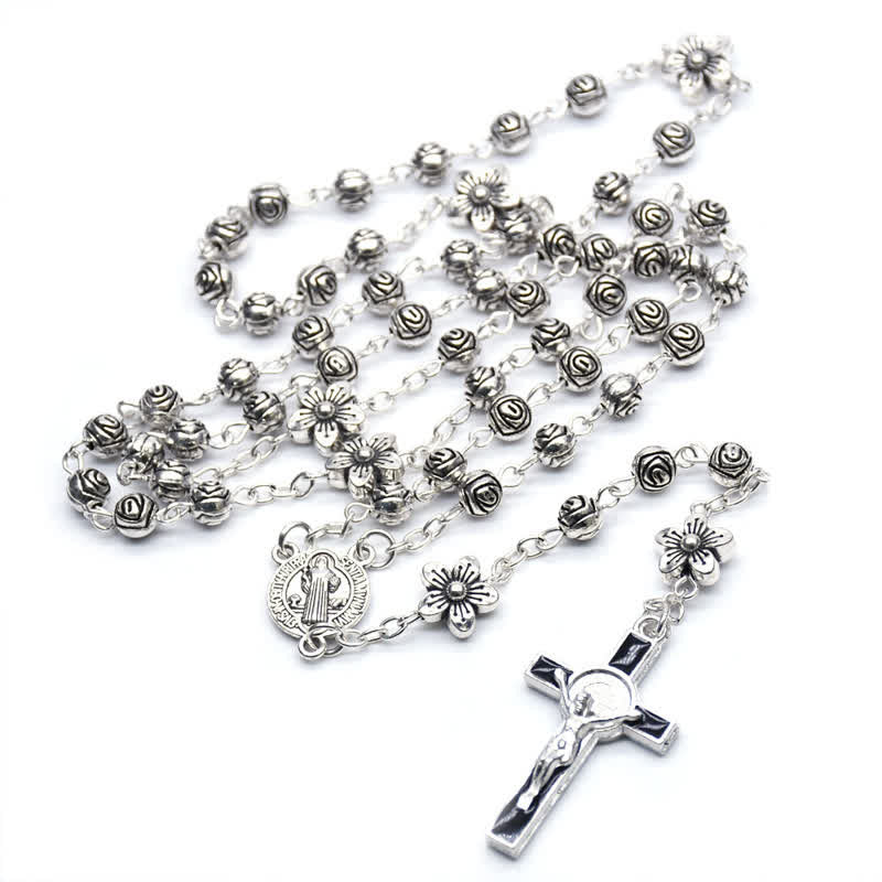 Collana rosario con croce di preghiera Olivenorma Rose