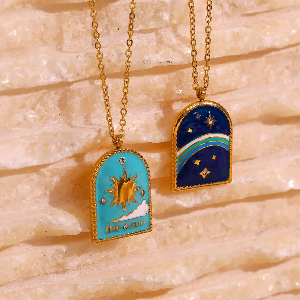 Collana Olivenorma Blue Evil Eye Galaxy Sun Tarot 