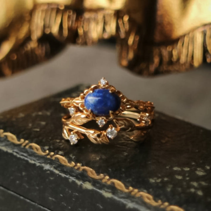 Olivenorma "Tutti i pensieri sono stelle" - Anello retrò in lapislazzuli