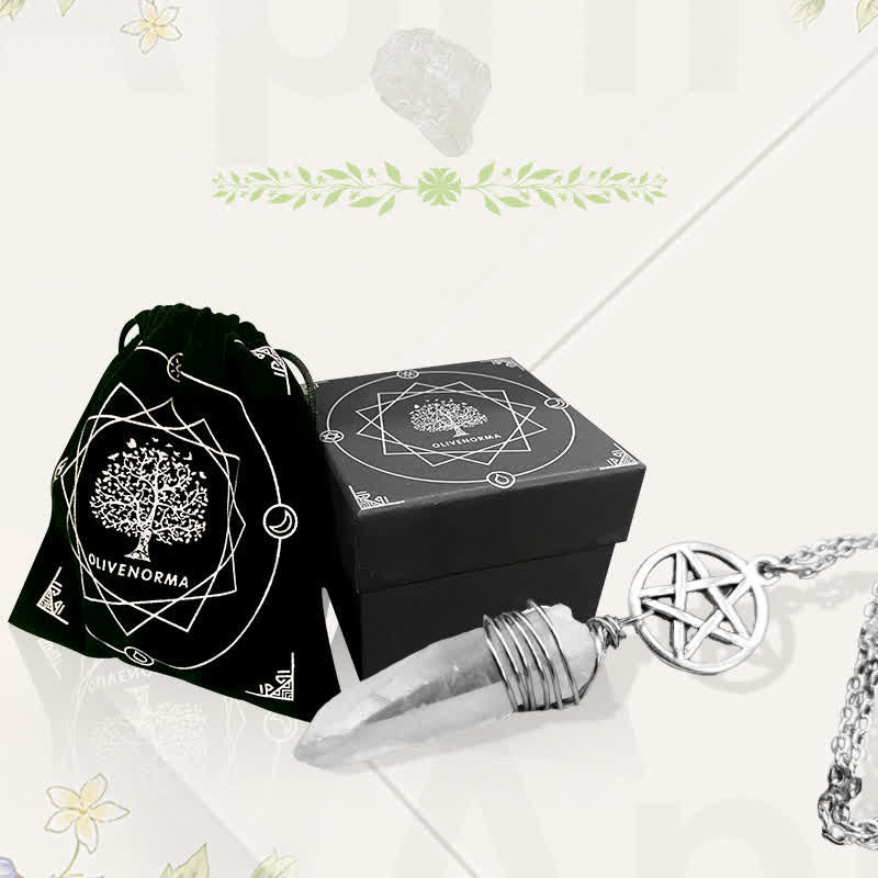 Collana con pentagramma in quarzo della strega Olivenorma 