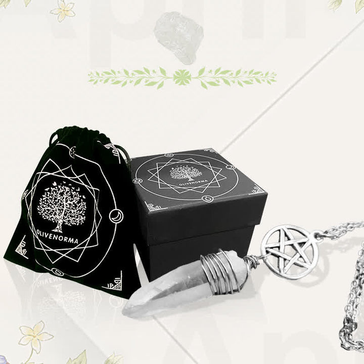 Collana con pentagramma in quarzo della strega Olivenorma 