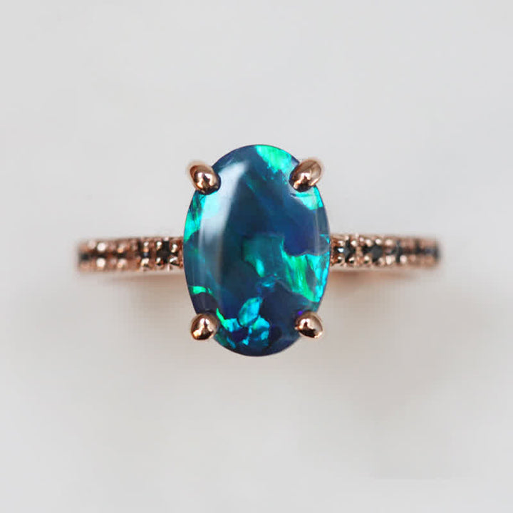 Olivenorma Sapphire con opale - Anello da 3 pezzi