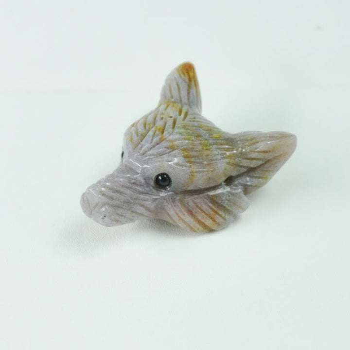 Decorazione in pietra preziosa con testa di lupo guardiano spirituale Olivenorma - Agata indiana - Con carta - image 33