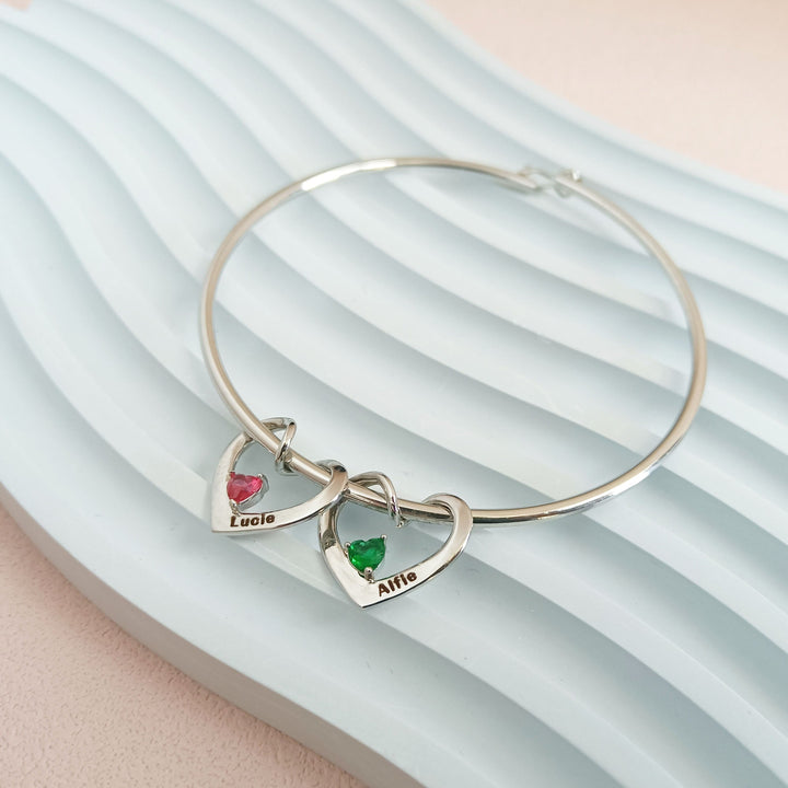 Olivenorma Braccialetto a catena con ciondolo a forma di cuore con pietra portafortuna e nome personalizzato