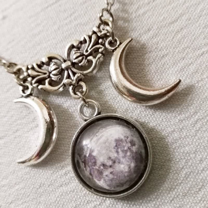 Collana in vetro Olivenorma Vintage con doppia mezzaluna 