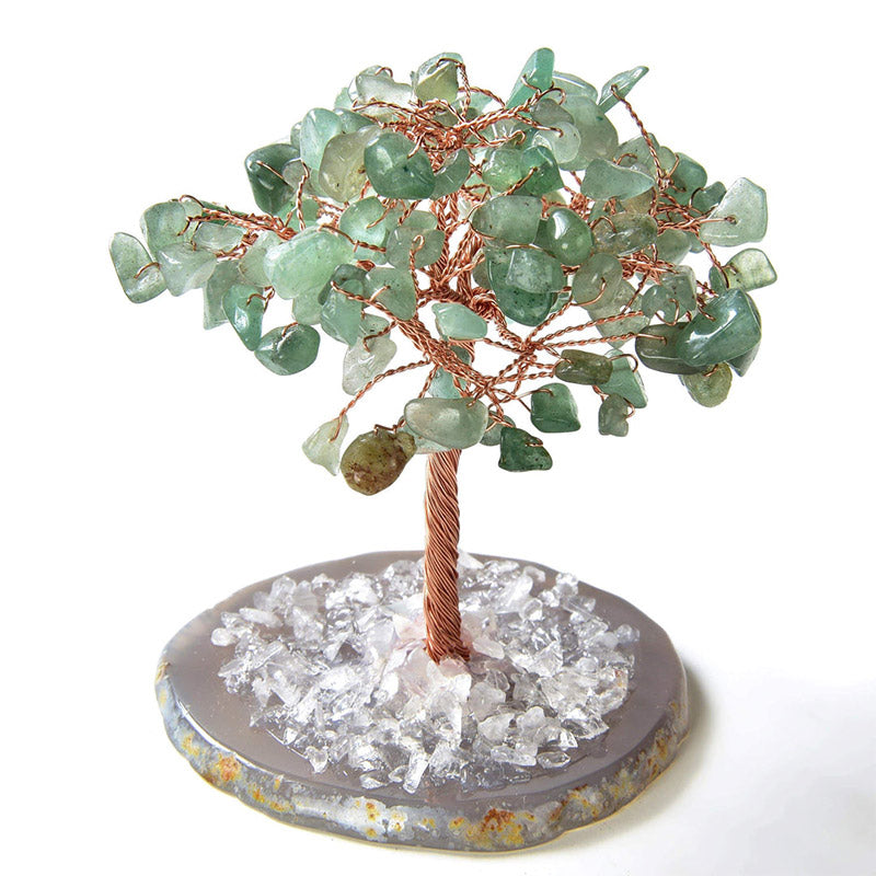 Albero Feng Shui in pietra preziosa naturale Olivenorma Avventurina con base in agata 