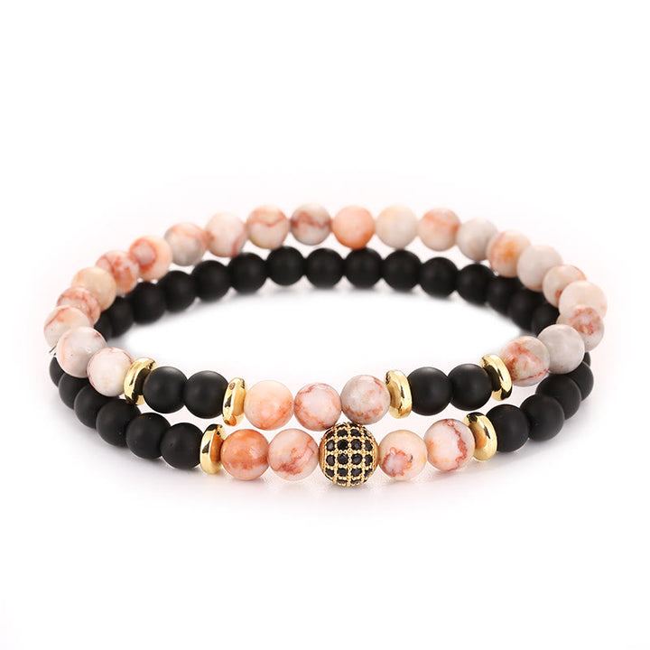 Bracciale da uomo con perline a due strati in cristallo naturale Olivenorma