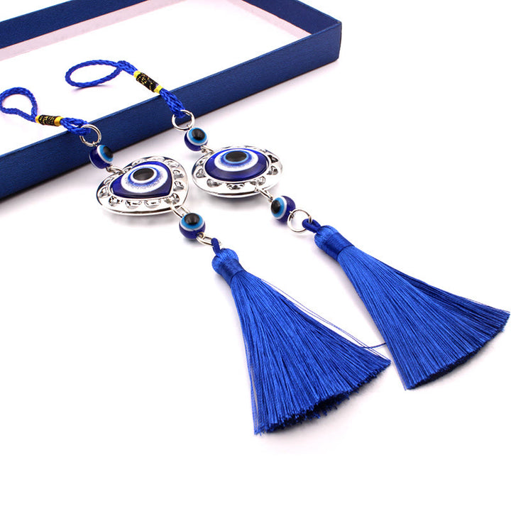 Ornamento per auto con nappa blu con occhio malvagio Olivenorma