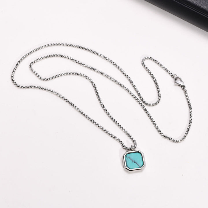 Olivenorma Collana con ciondolo quadrato da uomo con catena lunga per maglione 