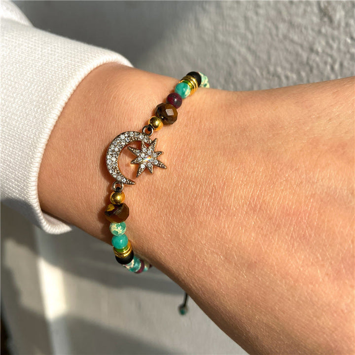 Olivenorma "Moon And Starlight" Bracciale con pietre preziose Luna e Stella 