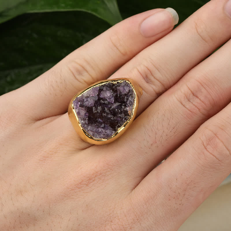 Anello regolabile con pietra preziosa naturale in oro Olivenorma