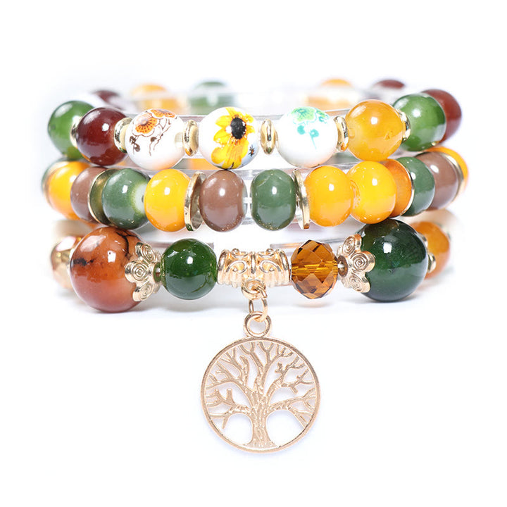 Olivenorma Boho Braccialetto di cristallo fatto a mano con albero della vita 