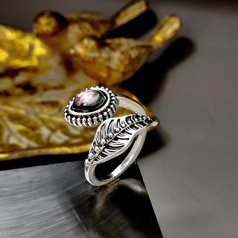 Anello vintage con foglia di pietra di luna della Boemia di Olivenorma - image 3