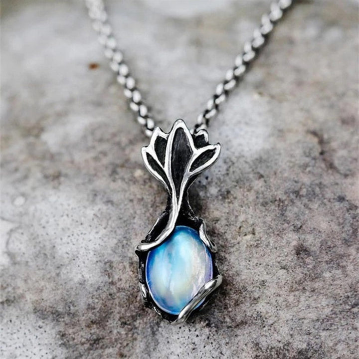 Collana vintage Olivenorma con fiore di loto e pietra di luna 