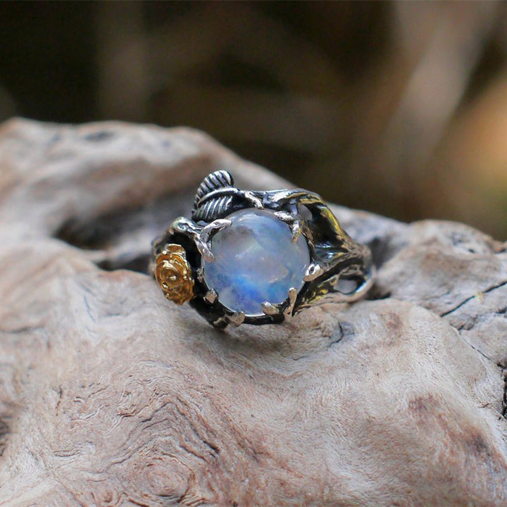 Anello in pietra di luna e rosa con orgone Olivenorma