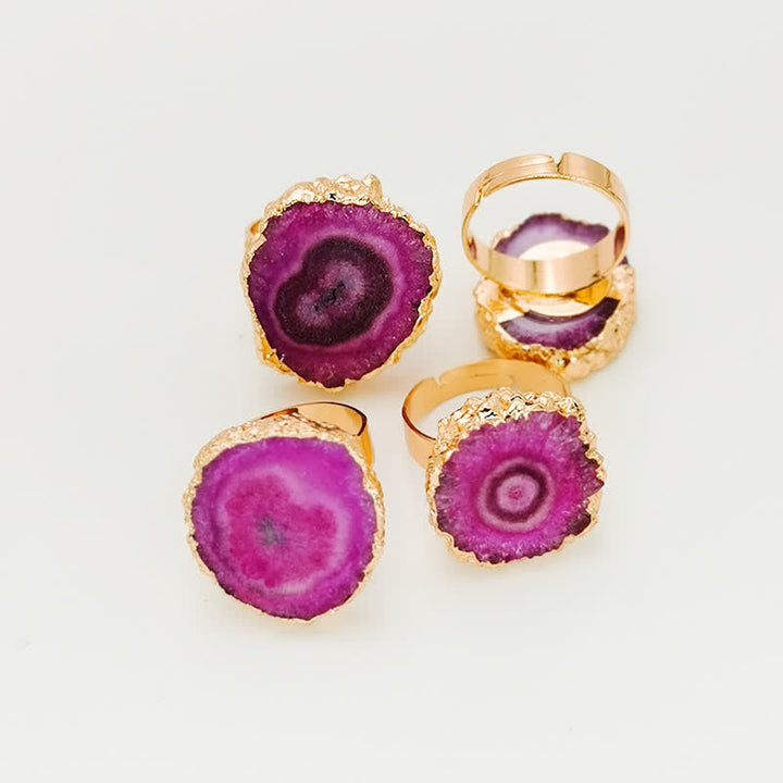 Anello regolabile con pietra preziosa di girasole in cristallo naturale Olivenorma