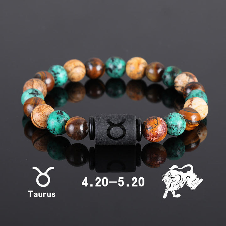 Bracciale con ciondolo zodiacale in bronzite con occhio di tigre Olivenorma
