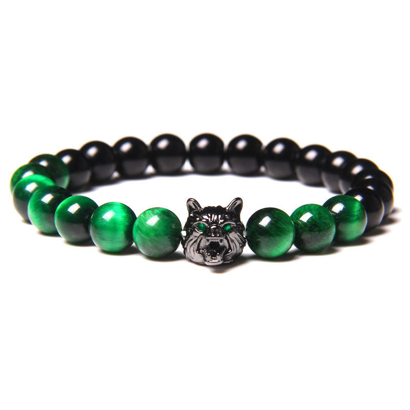 Bracciale Lupo Olivenorma Lapislazzuli - Occhio di tigre verde n. 2 - image 4