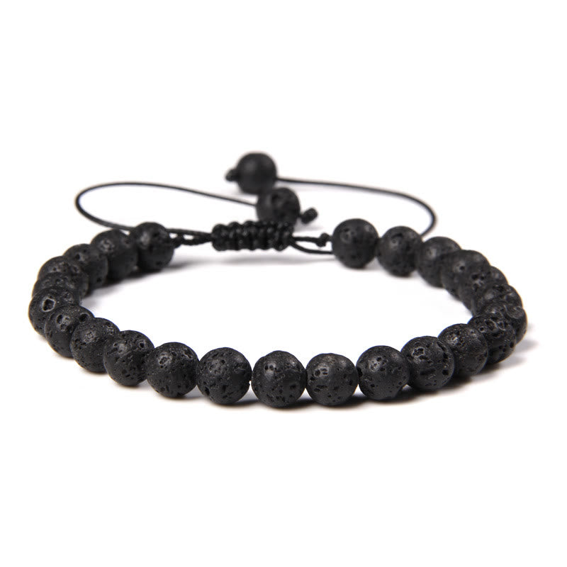 Bracciale intrecciato con perline di pietra naturale Olivenorma da 6 mm 