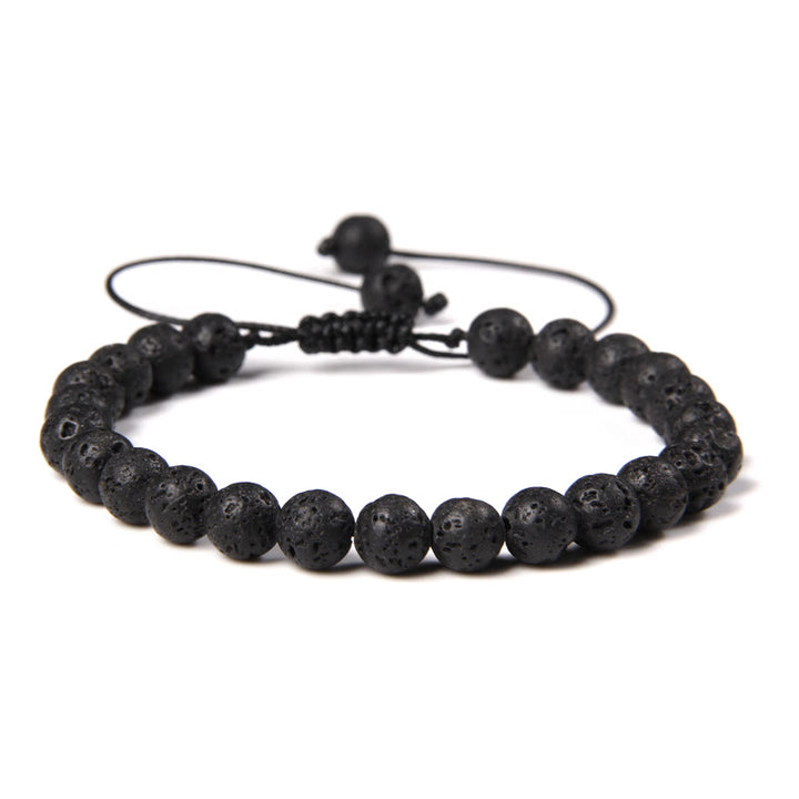 Bracciale intrecciato con perline di pietra naturale Olivenorma da 6 mm 
