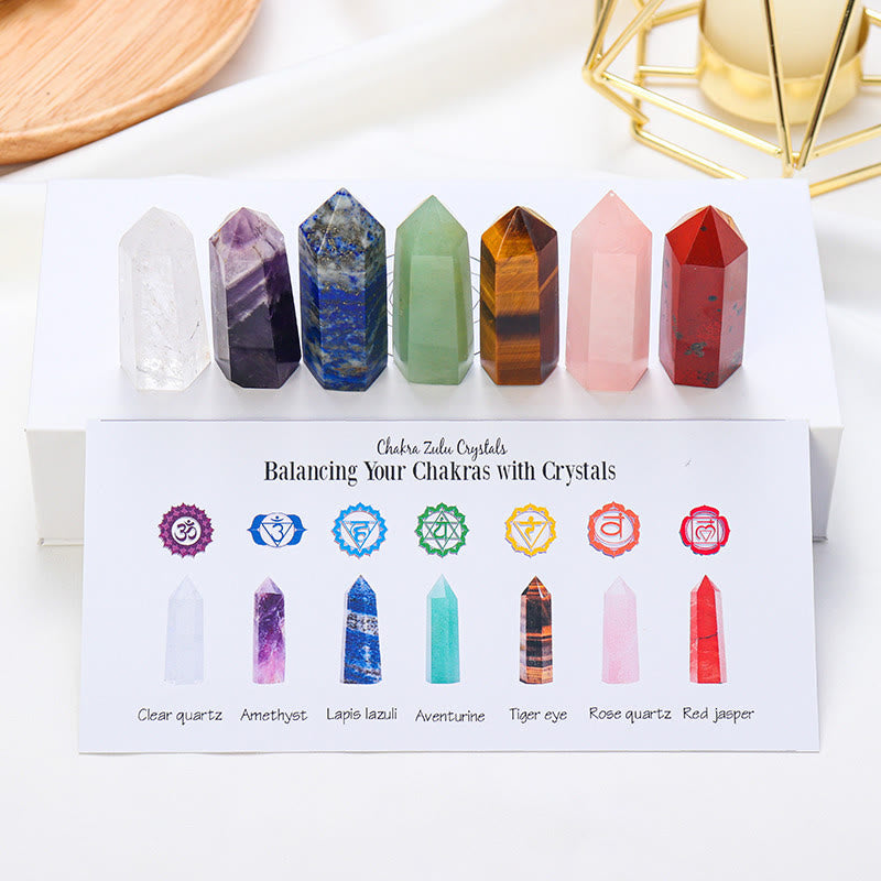 Olivenorma Chakra Pietra grezza Decorazione Set Bacchette di Cristallo